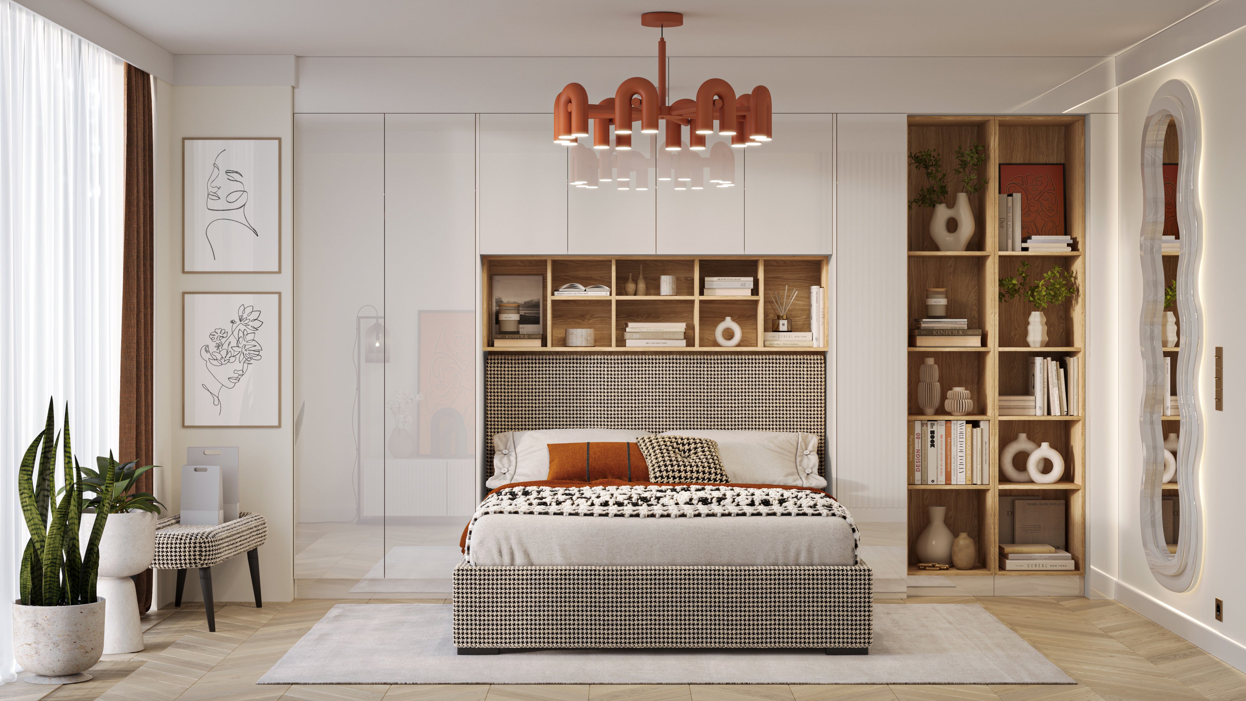 Sleep Varia Bedroom Build-in System – Bed Base – Oiled Oak / White Gloss