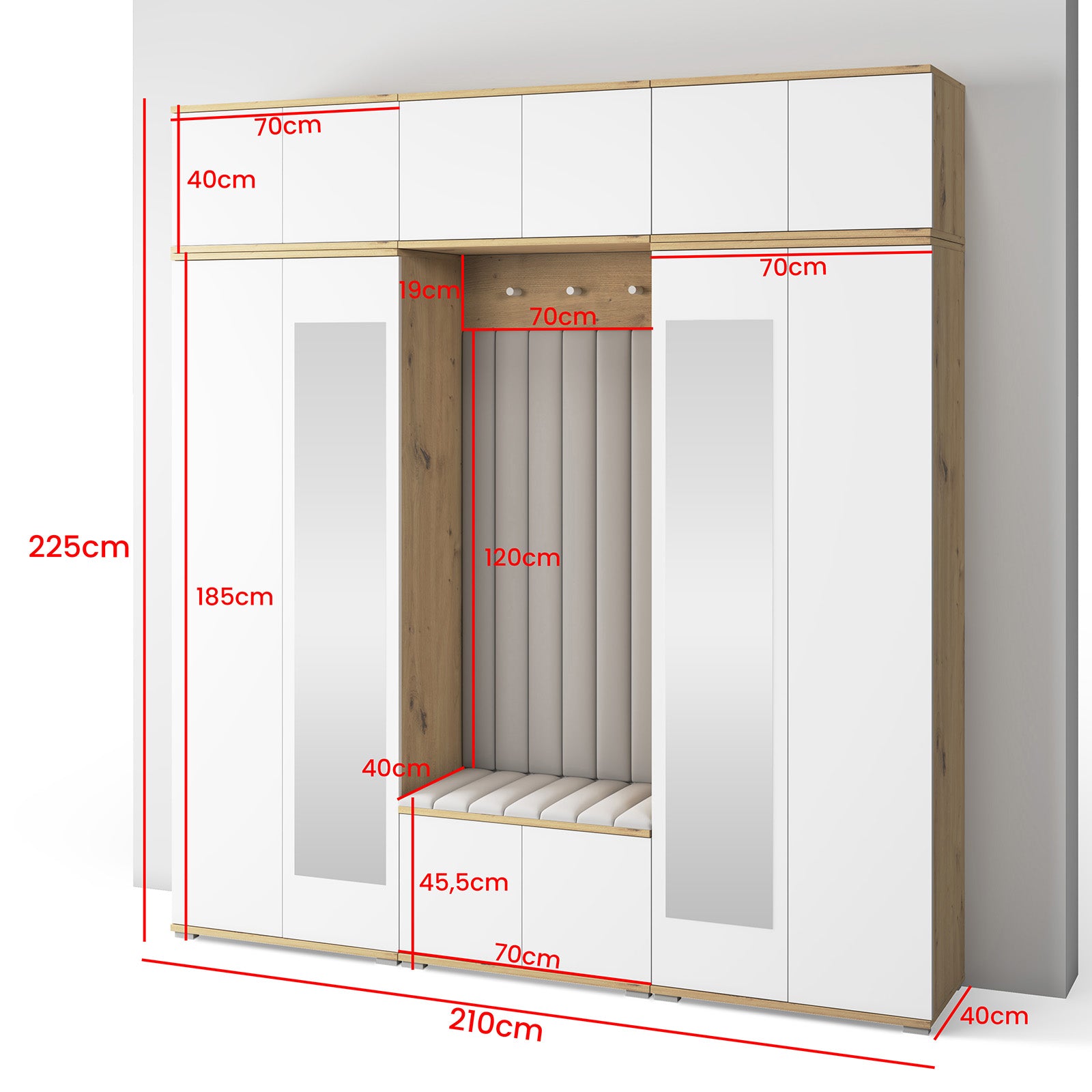 PK Sevilla 10 Hallway Wardrobe -Upholstered Panels in Various Colours