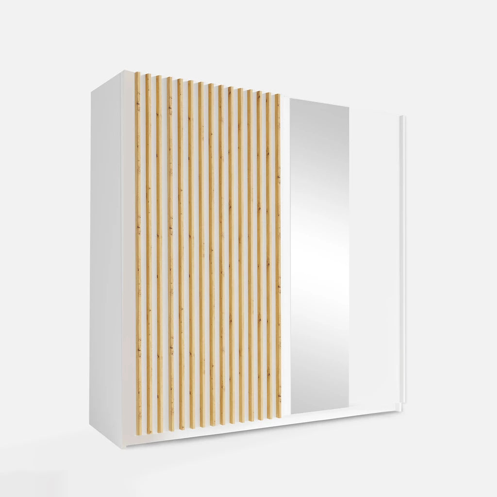 MO Dalia White Wardrobe with Mirror – 200 cm