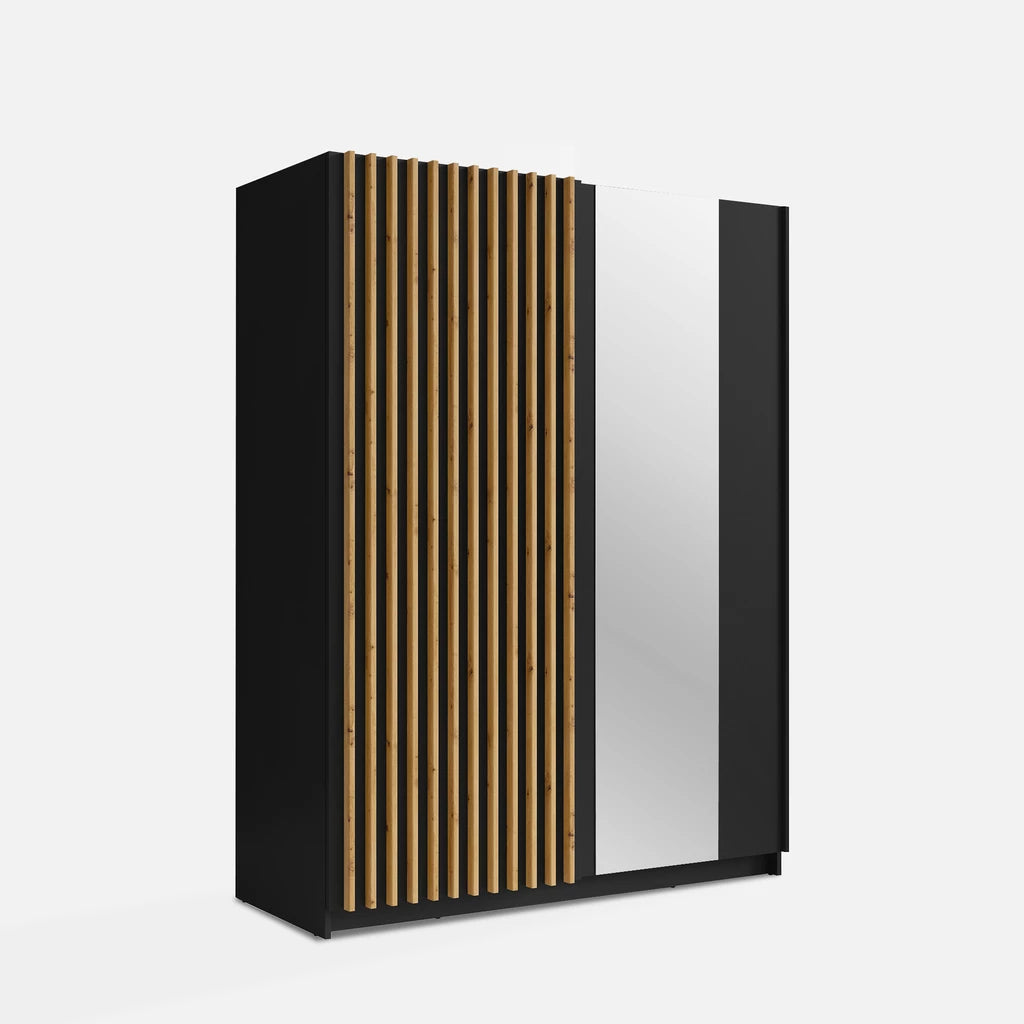 MO Dalia Black Wardrobe with Mirror – 150.5 cm