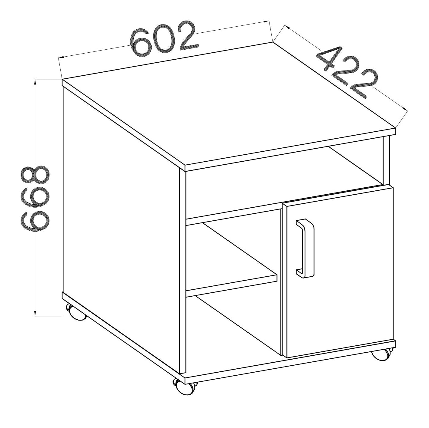 LE Malta 230 1F Low Mobile Pedestal in Artisan Oak