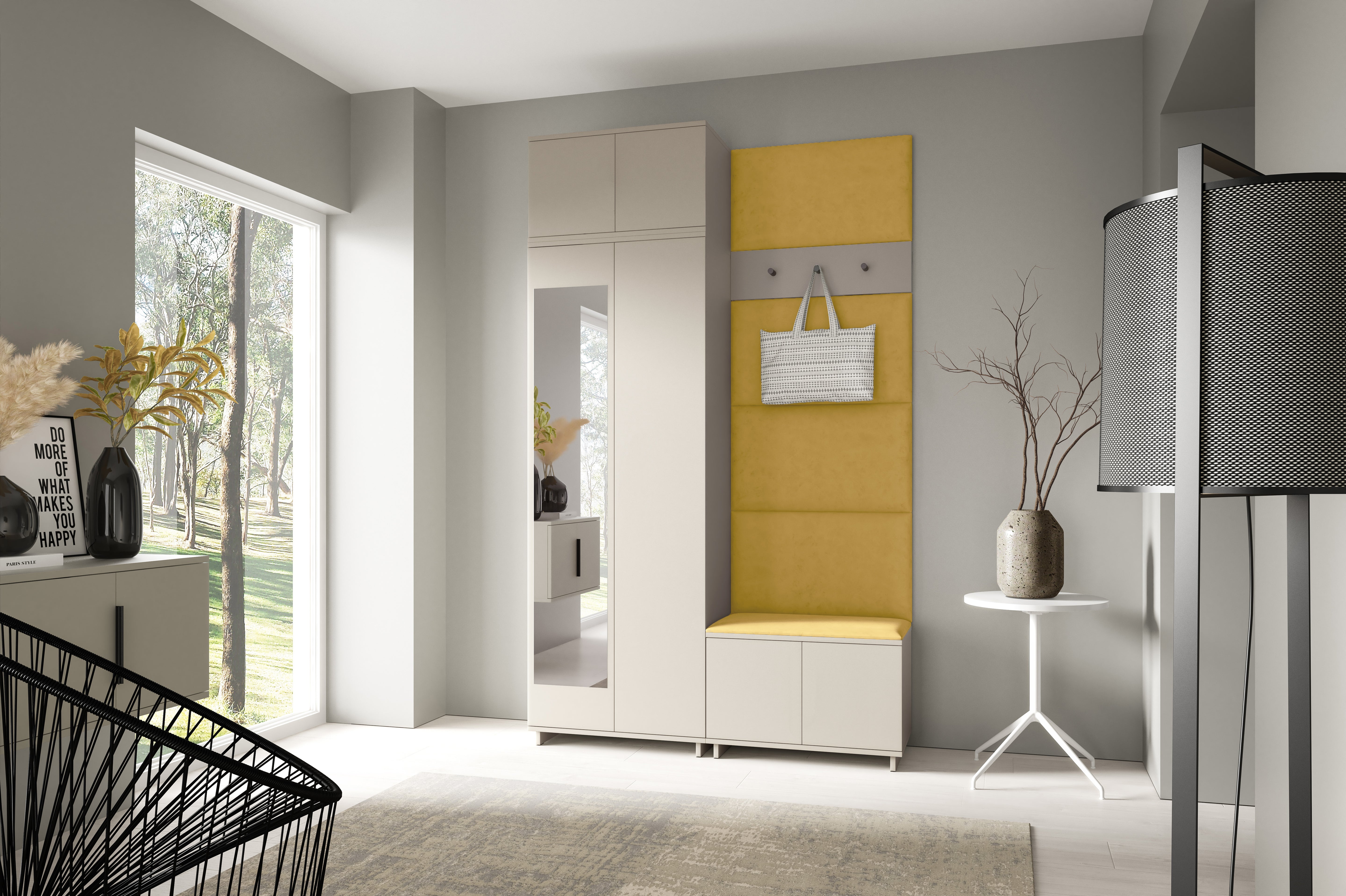 PK Bianco 4 Hallway Wardrobe Set - Yellow