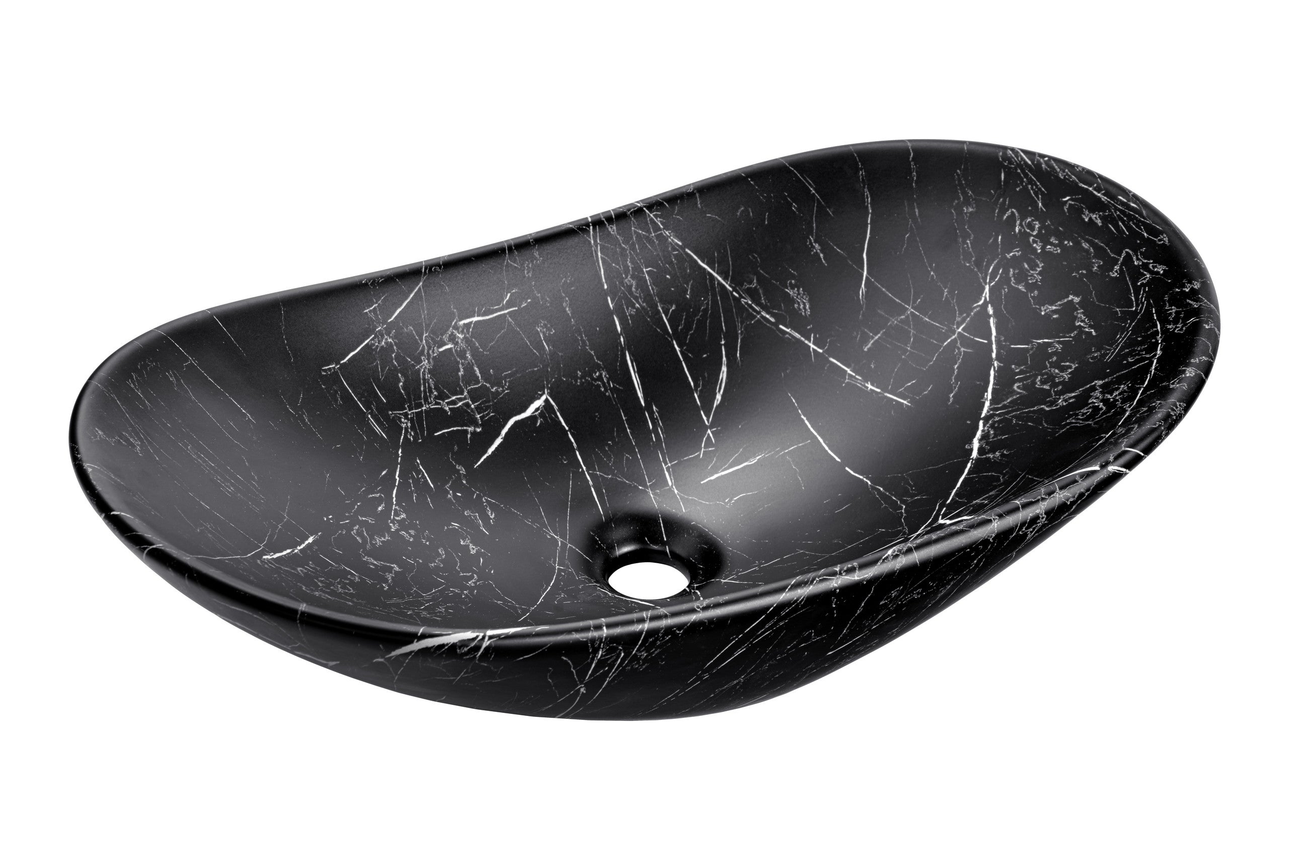 Lena Countertop Basin – Matt Black Marble, 61.5 cm