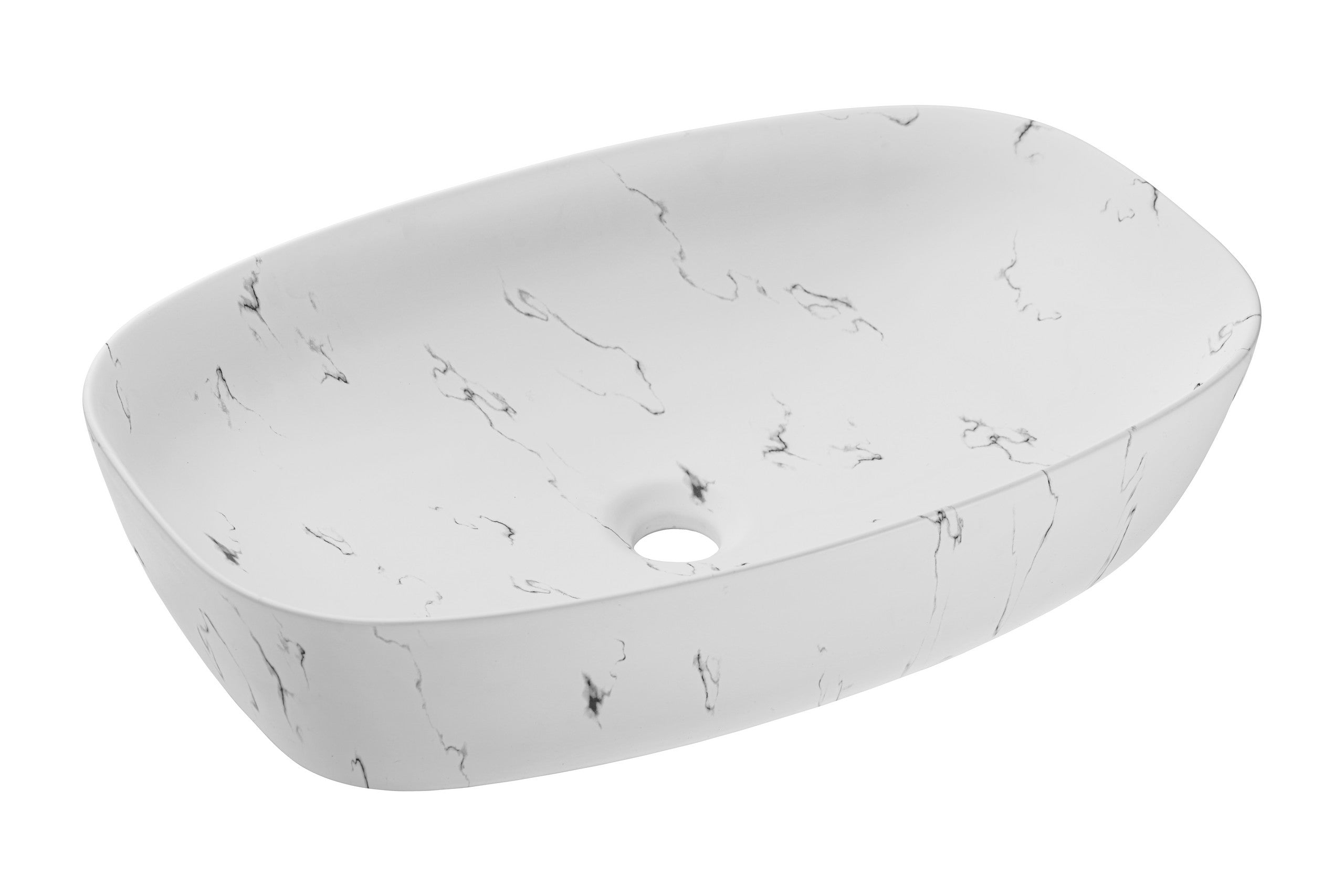 Megi Countertop Basin – Matt White Marble, 60 x 38 cm