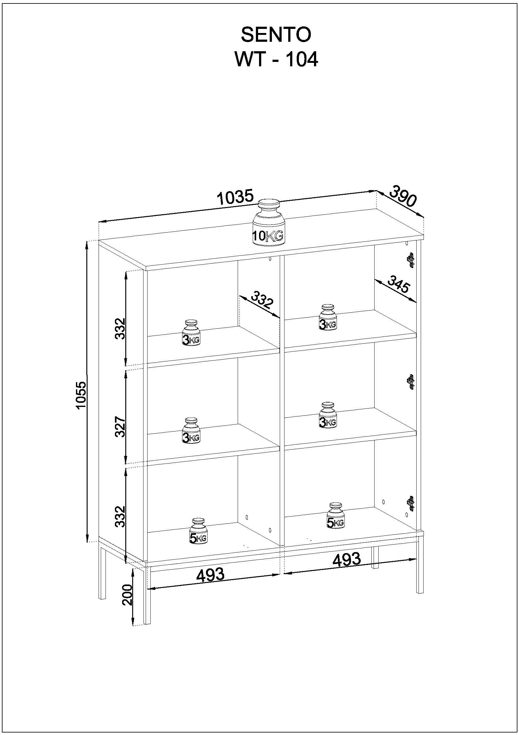 Sento Display Cabinet - Compact Elegance with Functional Design