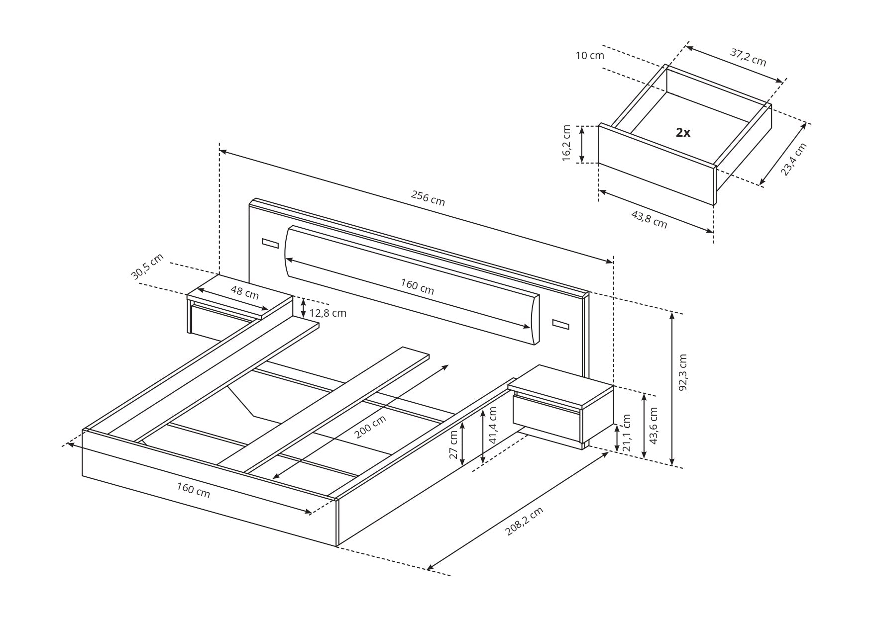 Lask Xelo – Bed with Nightstand
