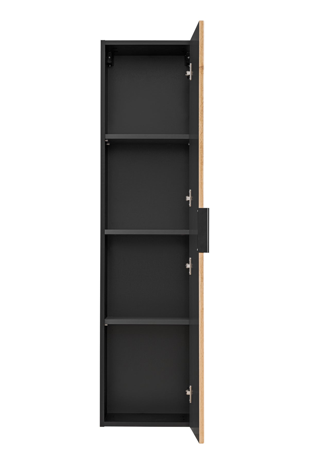 Xilo Tall Cabinet – Black / Wotan Oak, 35 cm