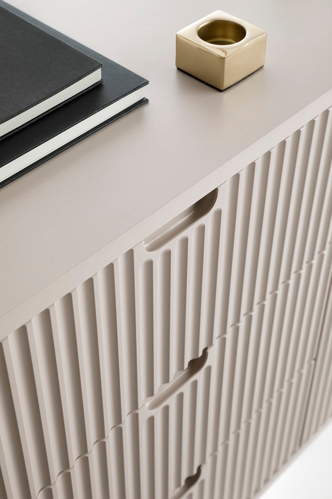 ZOVA Chest of Drawers - Modern Vanity with Two Drawers and Grooved Fronts #color_Cashmere with black legs