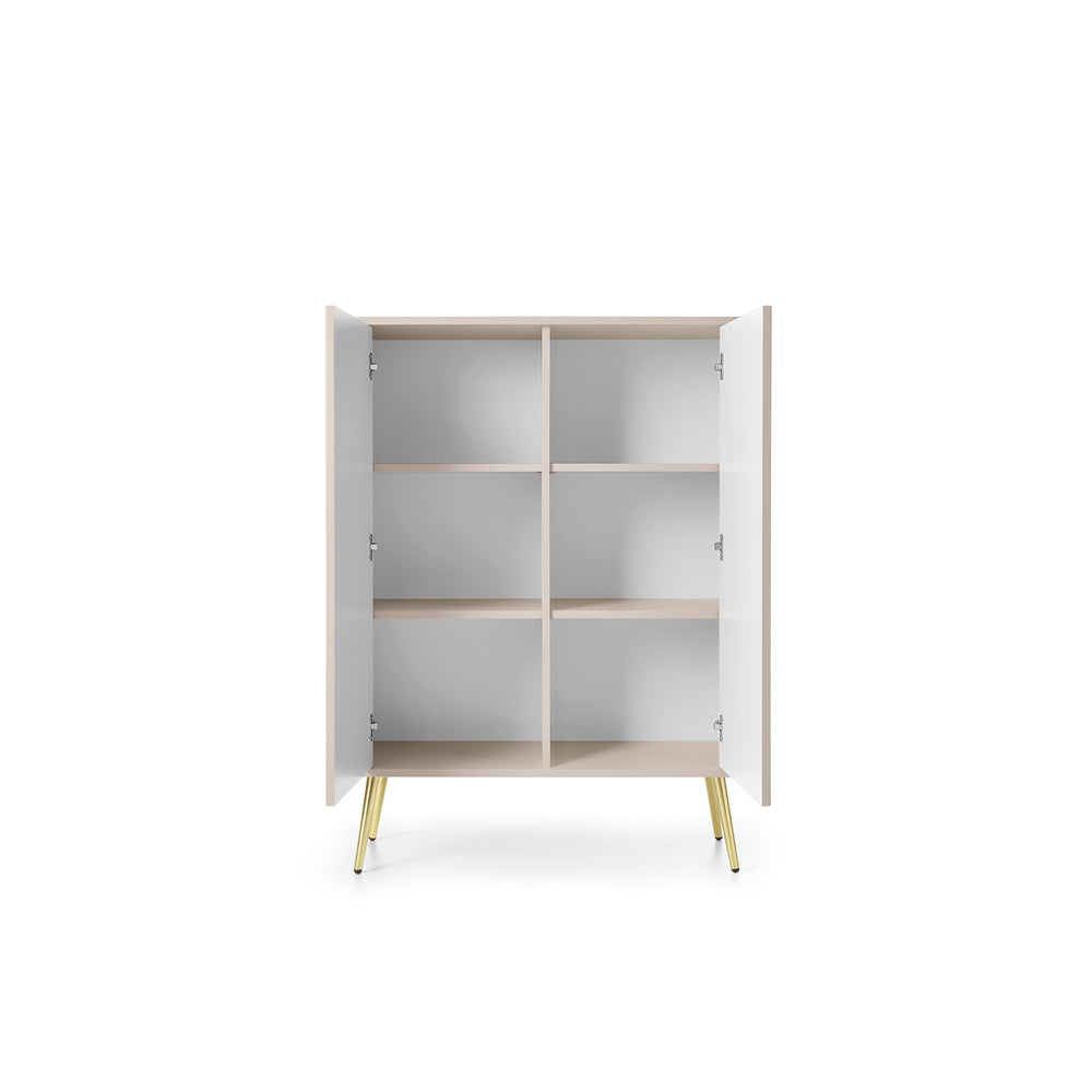 ZOVA Chest of Drawers with Two Doors #color_Cashmere with gold legs