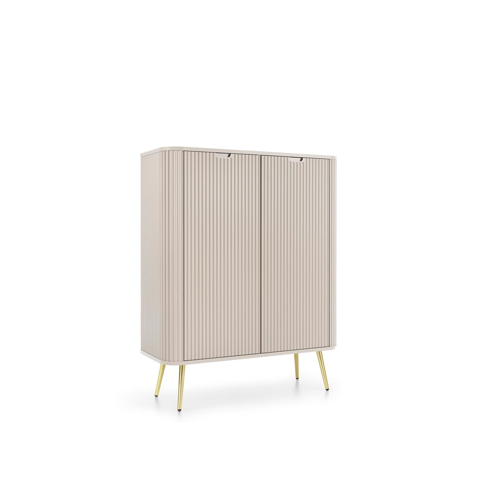 ZOVA Chest of Drawers with Two Doors #color_Cashmere with gold legs