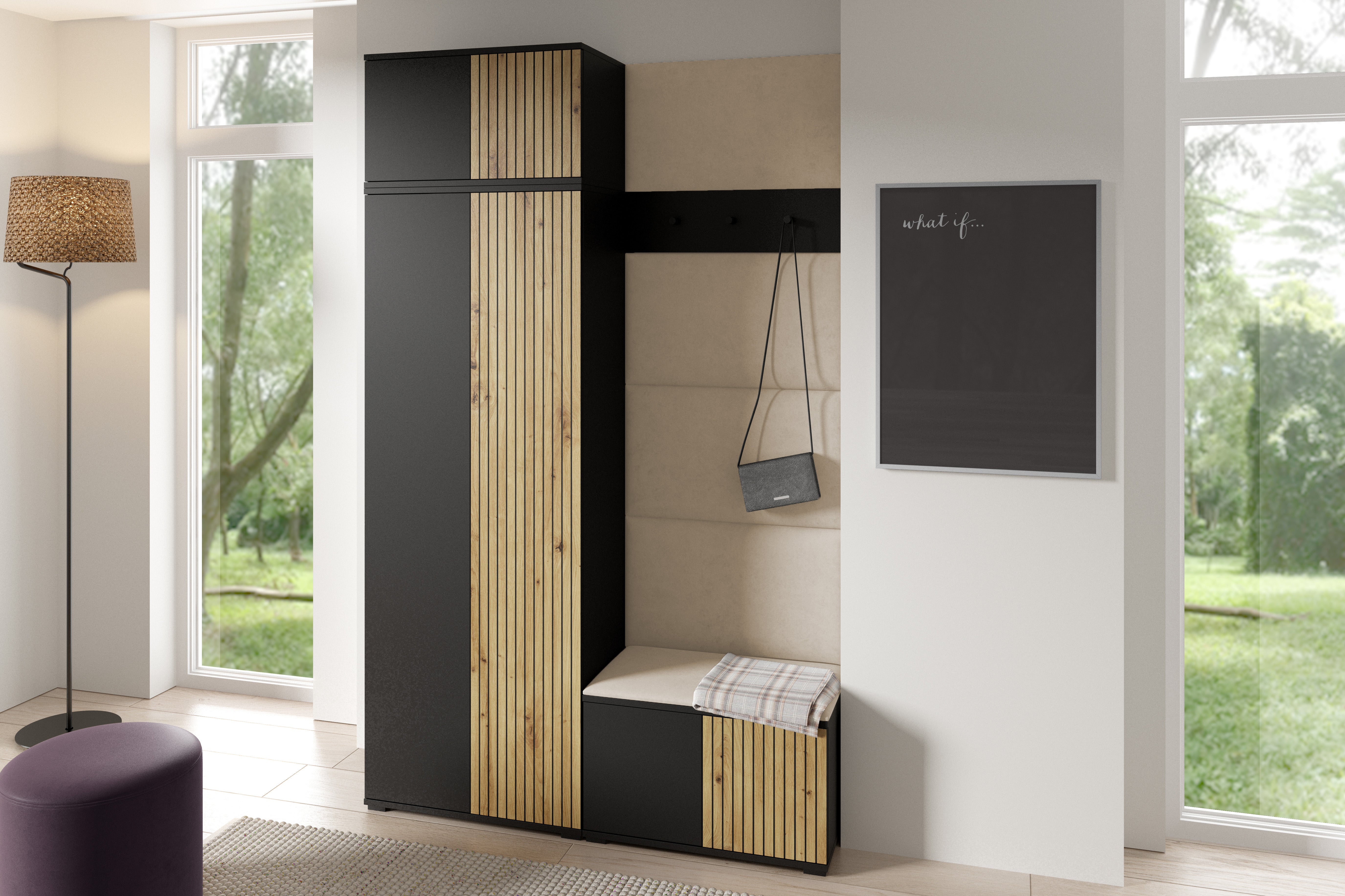 PK Ross 2 Hallway Set – Upholstered Panels in Various Colours