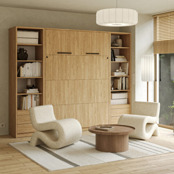 Customizable Murphy Bed Vertical Basic Furniture Set -Sonoma Oak (90 / 120 / 140 × 200 cm)