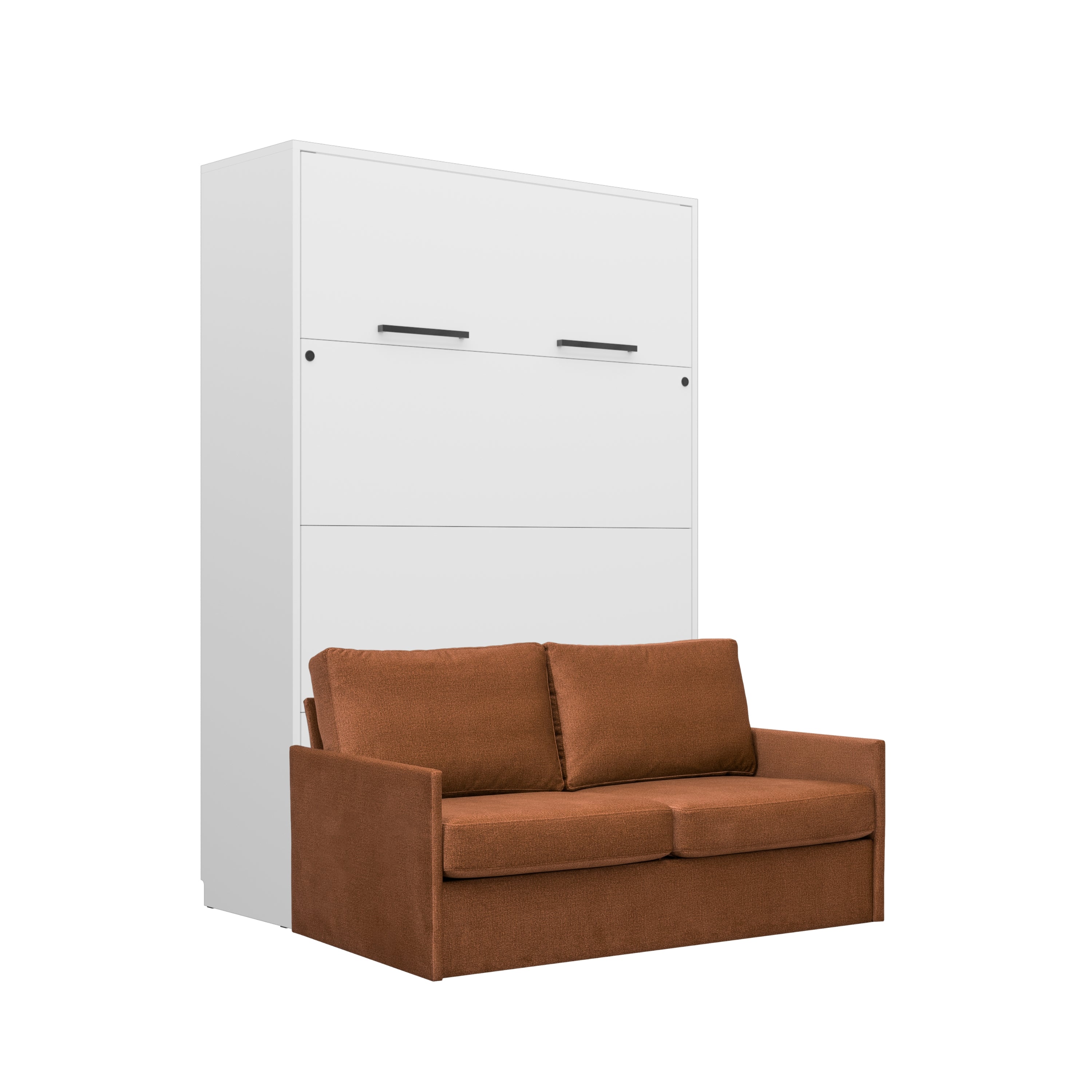 Genius Murphy Bed with Sofa White Matte 140 x 200 cm, LED Lighting