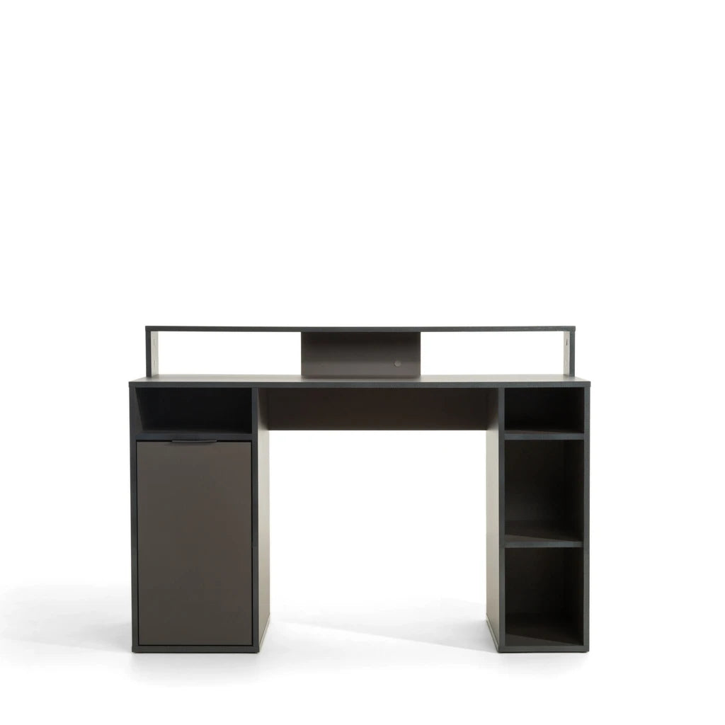 MO Carbon Desk with Shelves, Gray