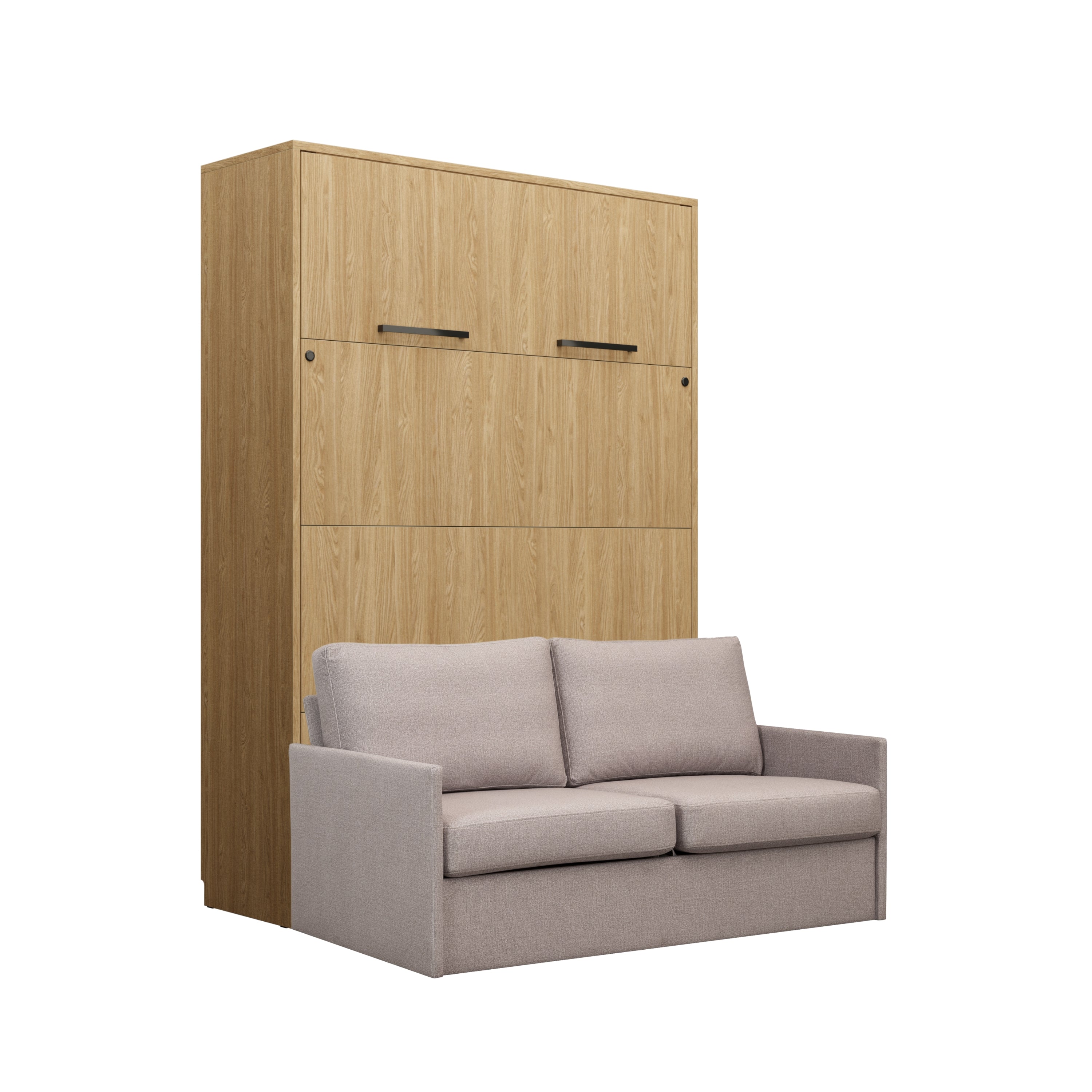 Genius Murphy Bed with Sofa Oiled Oak 160 x 200 cm and LED Lighting