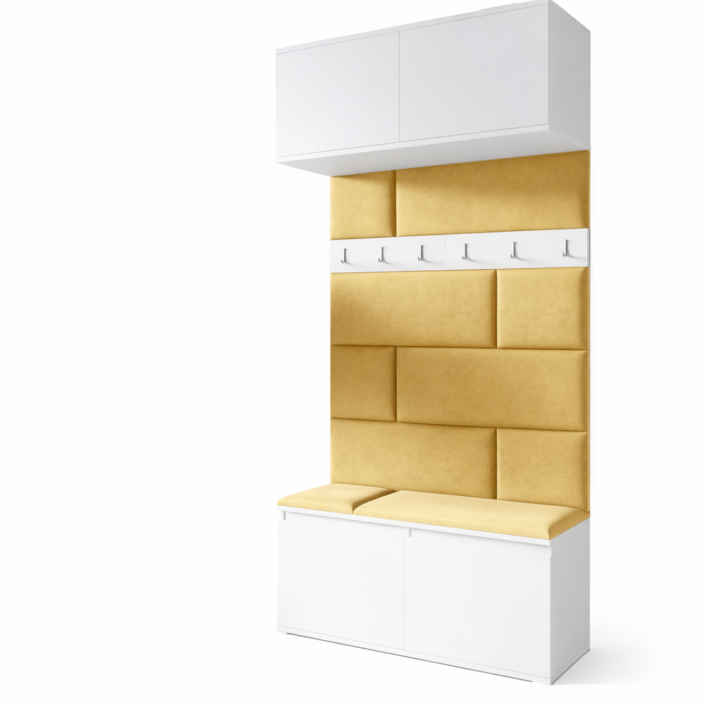 PK Emi 23 Hallway Wardrobe White - Upholstered Panels in Various Colours