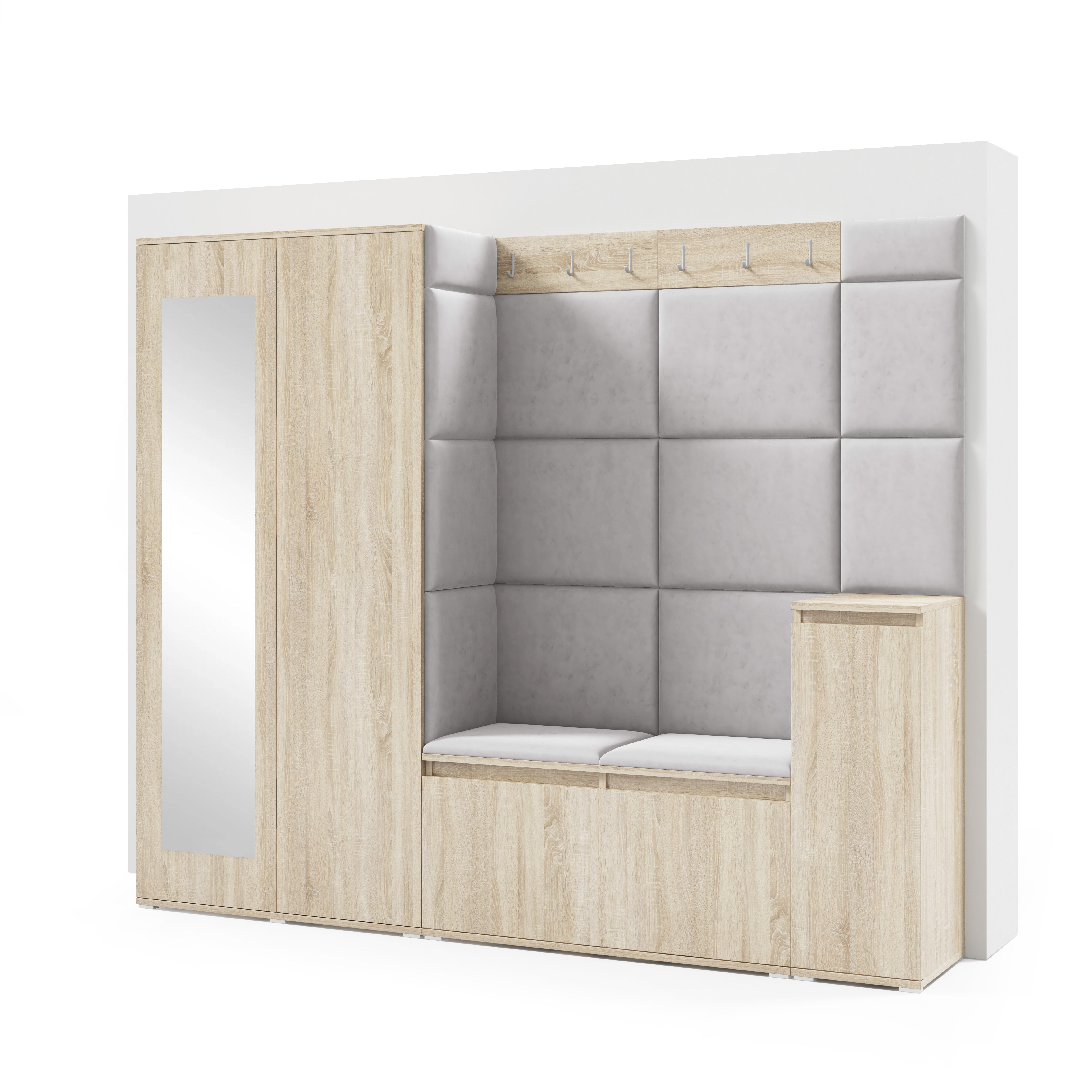 PK Emi 27 Hallway Wardrobe Sonoma Oak - Upholstered Panels in Various Colours