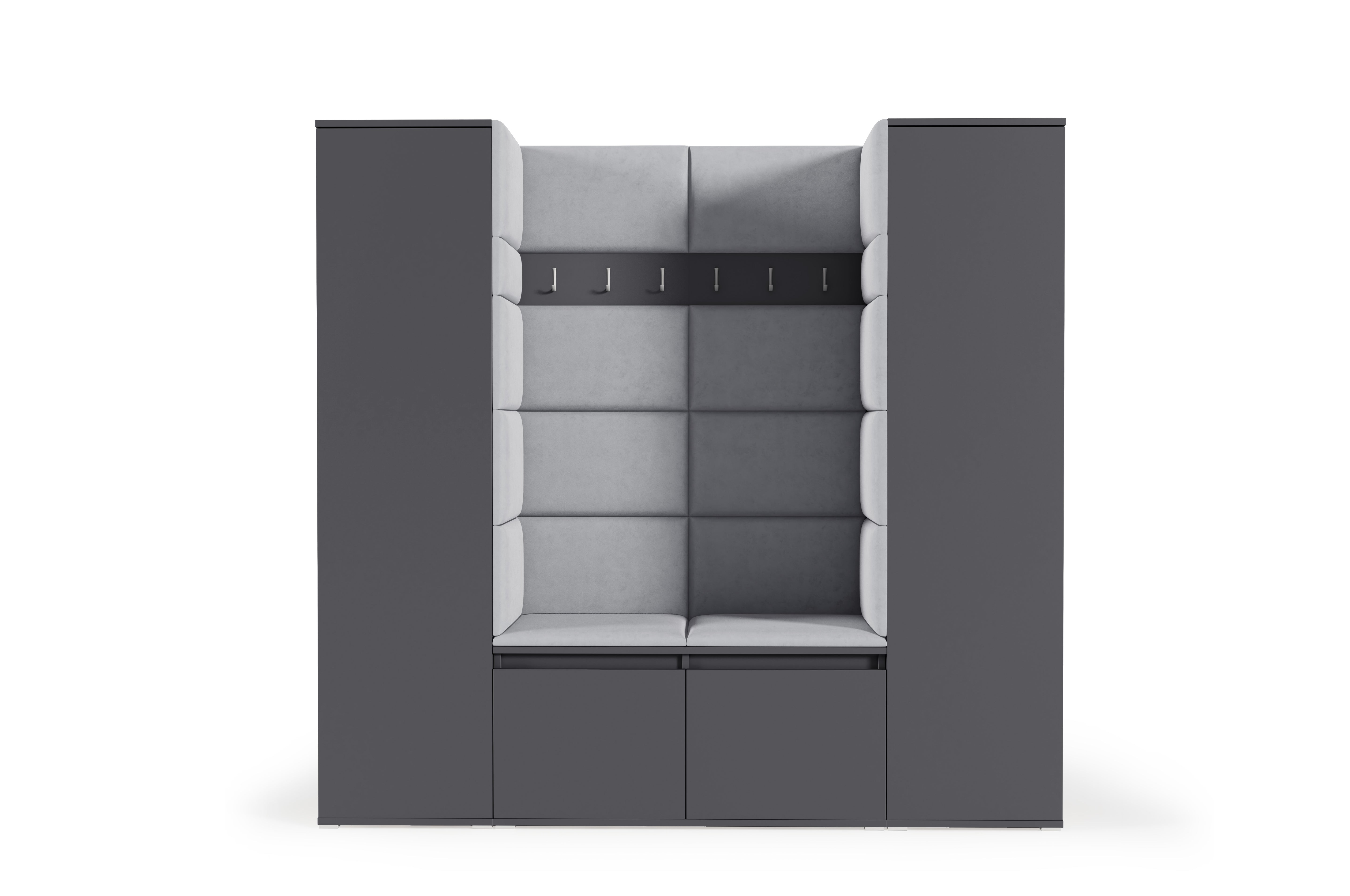 PK Emi 31 Hallway Wardrobe Graphite - Upholstered Panels in Various Colours