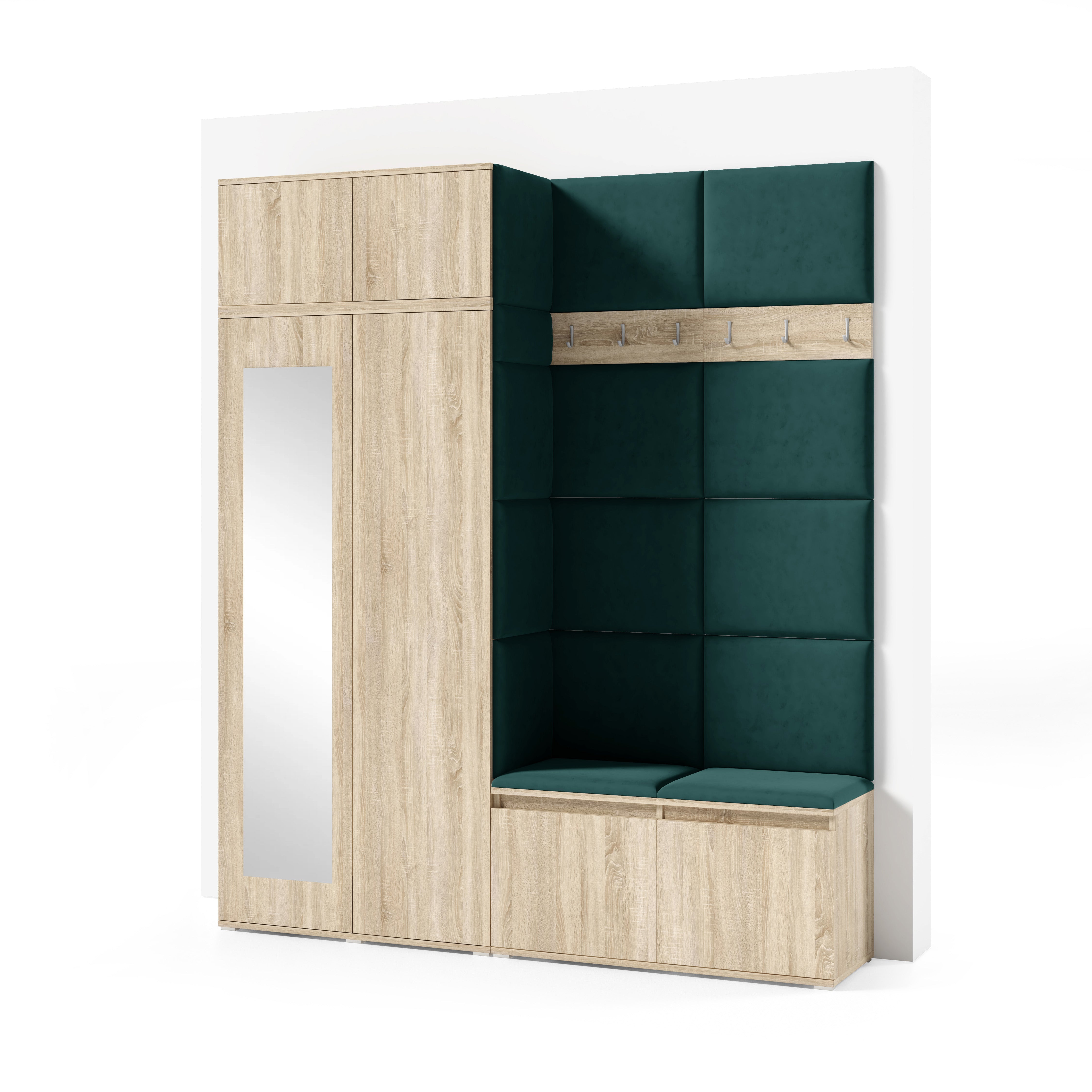 PK Emi 19 Hallway Wardrobe Sonoma Oak - Upholstered Panels in Various Colours