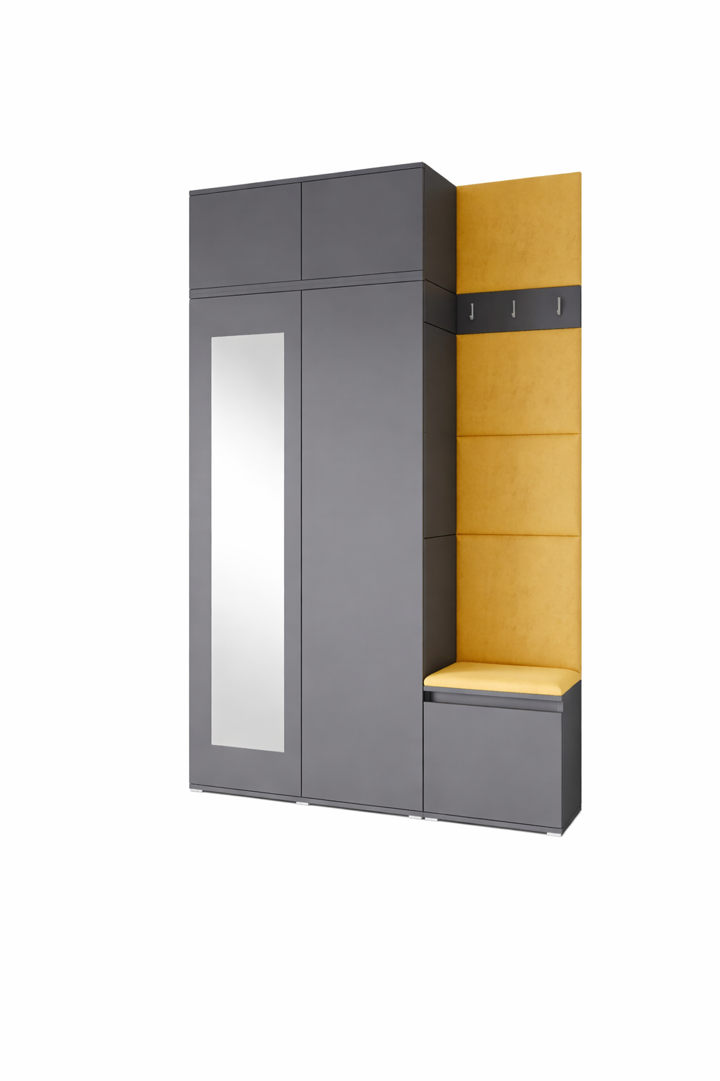 PK Emi 20 Hallway Wardrobe Graphite - Upholstered Panels in Various Colours