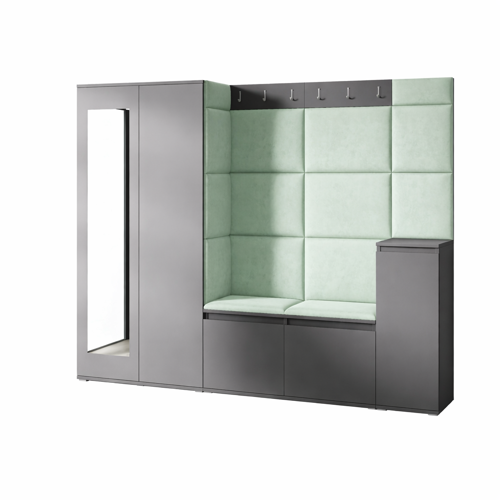 PK Emi 27 Hallway Wardrobe Graphite - Upholstered Panels in Various Colours
