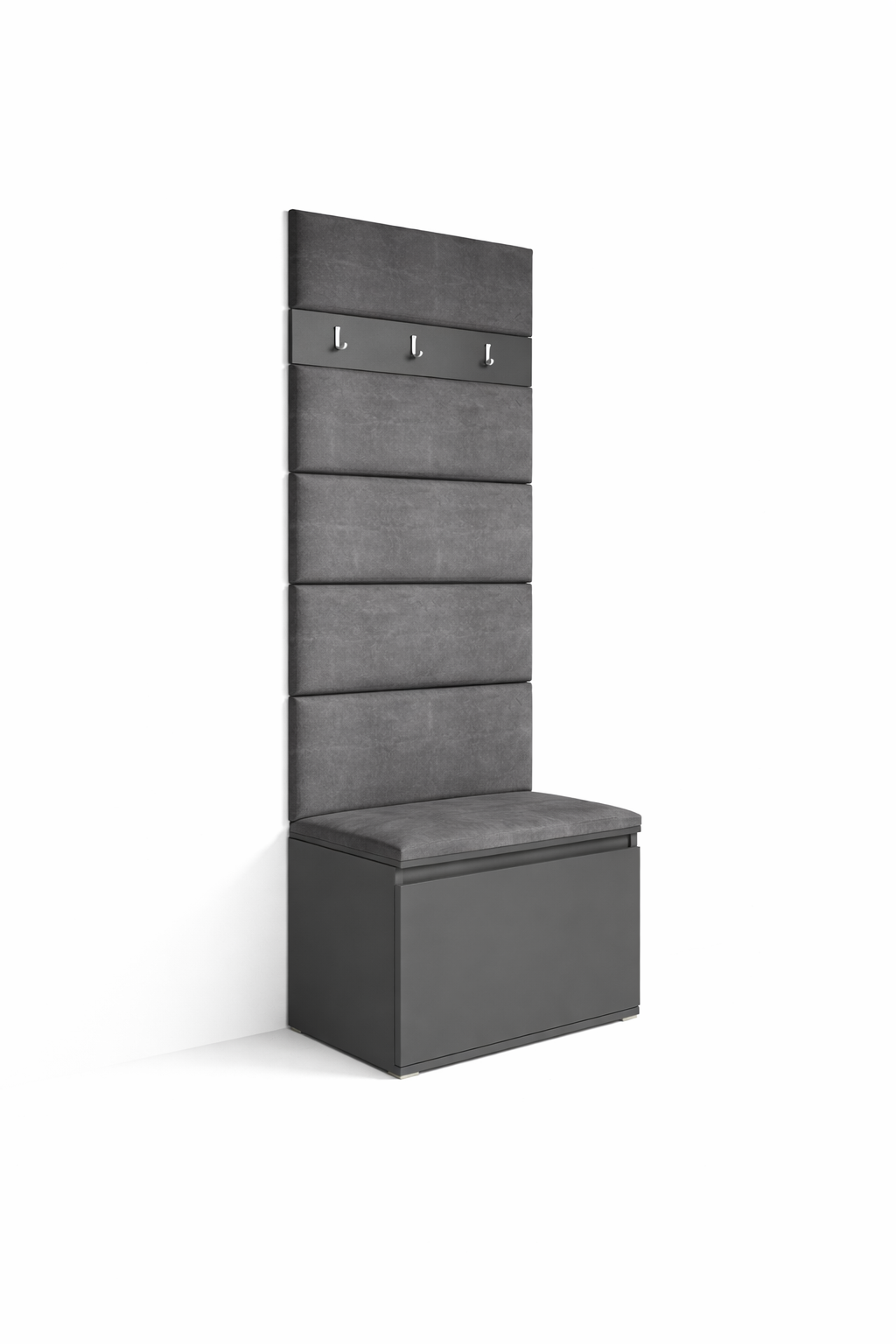 PK Emi 7 Hallway Wardrobe Graphite - Upholstered Panels in Various Colours