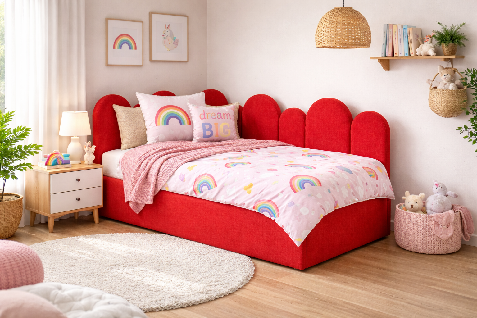FLOW Upholstered Bed – 90 × 200 / 120 × 200 cm – Kids & Youth