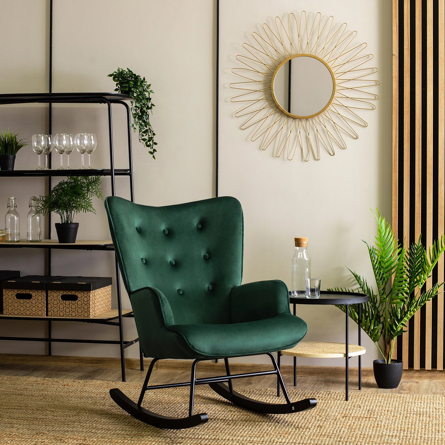 Elite ELIS Green Velvet Rocking Chair