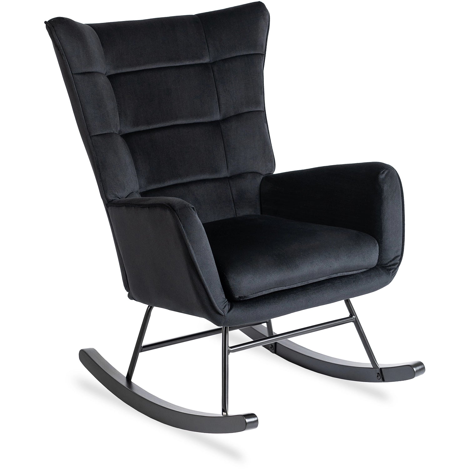Elite JACKSON Black Velvet Rocking Chair