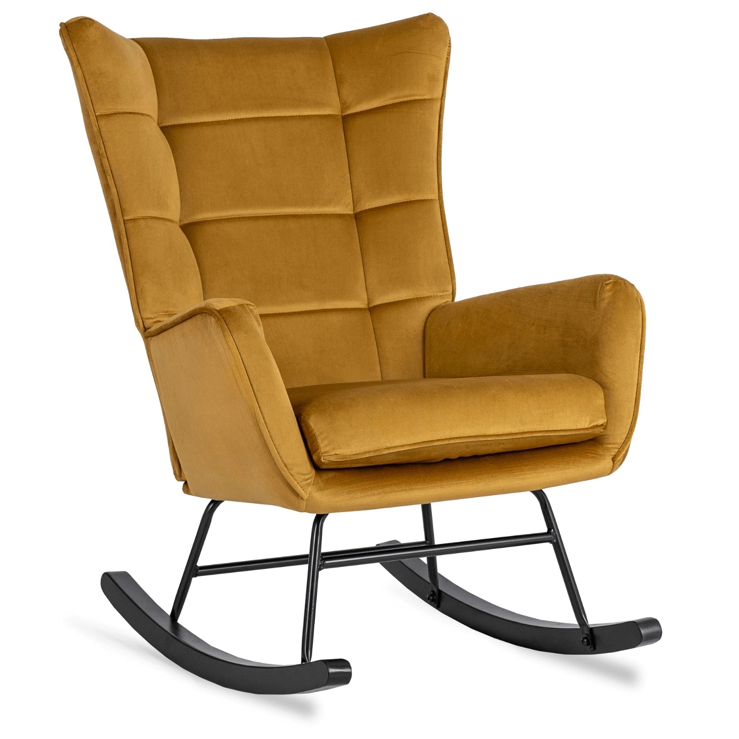 Elite JACKSON Mustard Velvet Rocking Chair