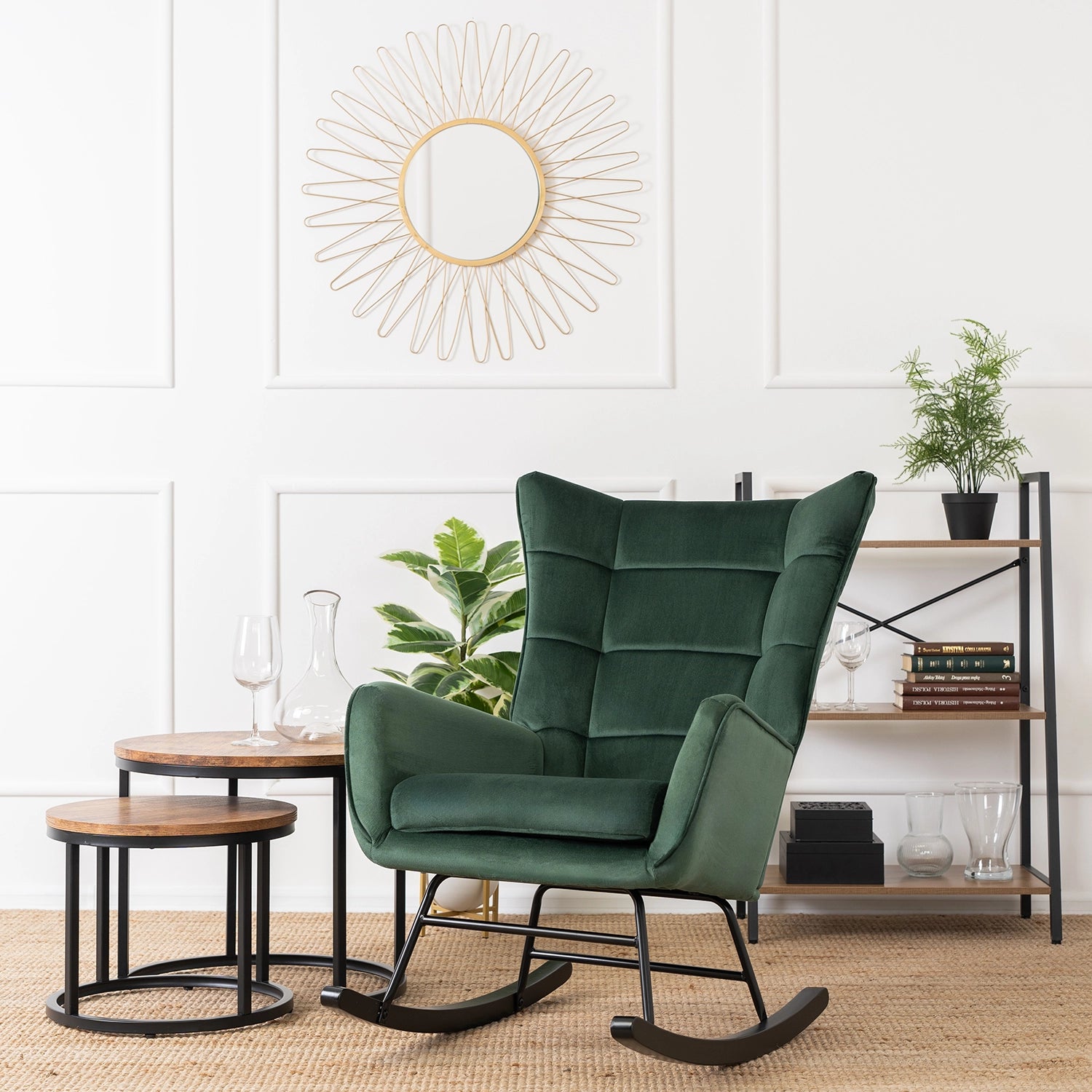 Elite JACKSON Green Velvet Rocking Chair