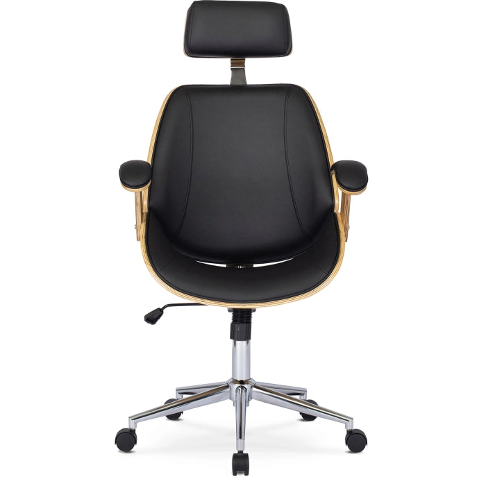 Elite FABIAN Tufted Executive Chair with Bentwood Frame – Golden Oak / Black Eco-Leather Loft Style