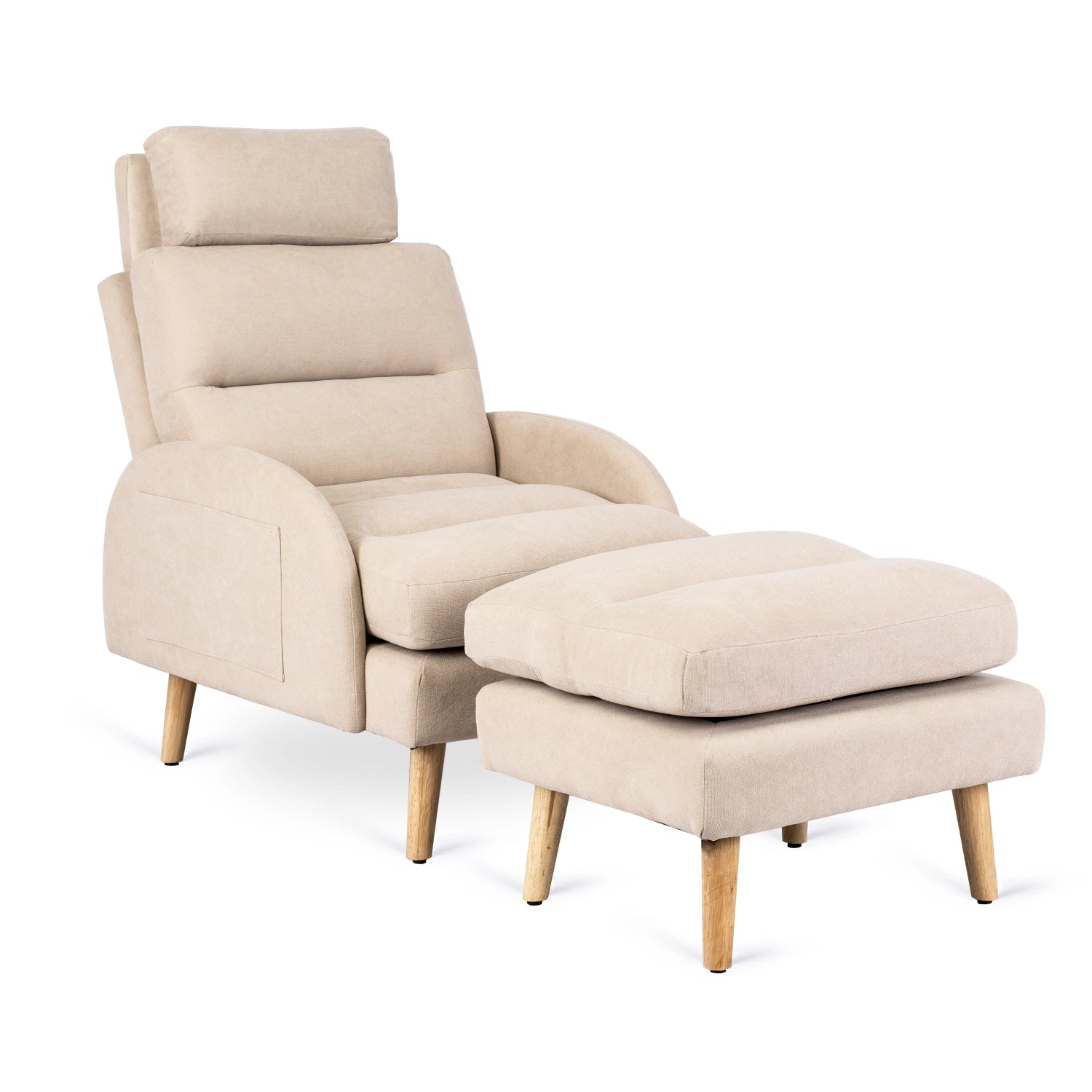 Elite HENRY Beige Recliner Armchair with Footrest