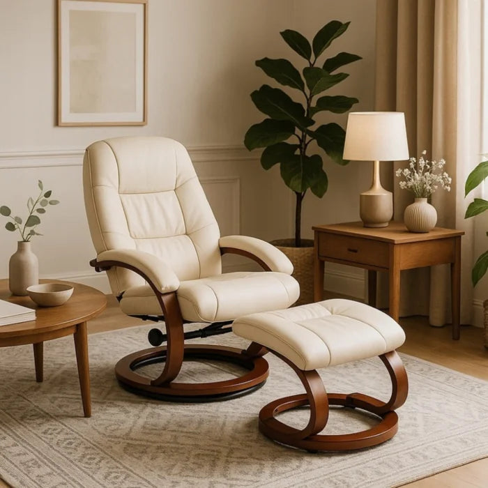 Elite CANO Massage Chair with Footrest Beige/Brown/Black