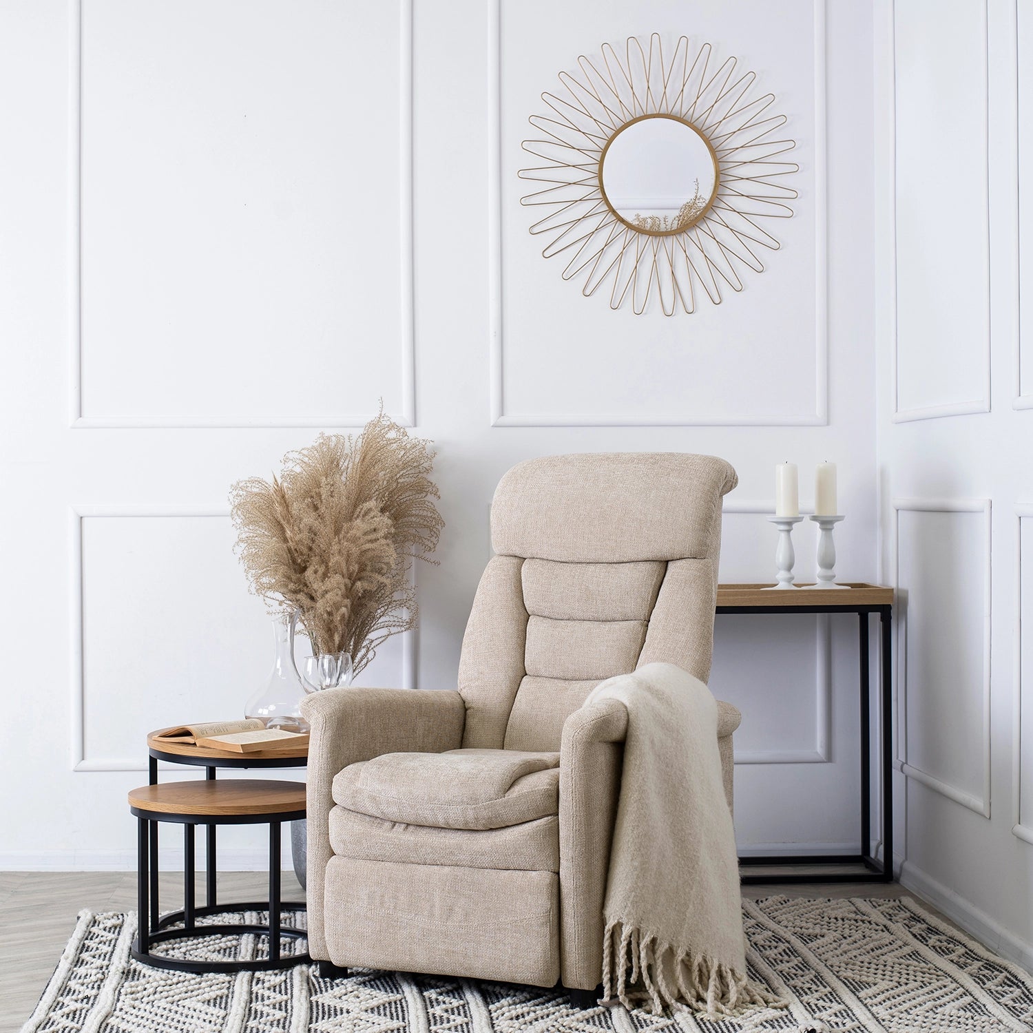 Elite NORDI Beige Recliner Armchair