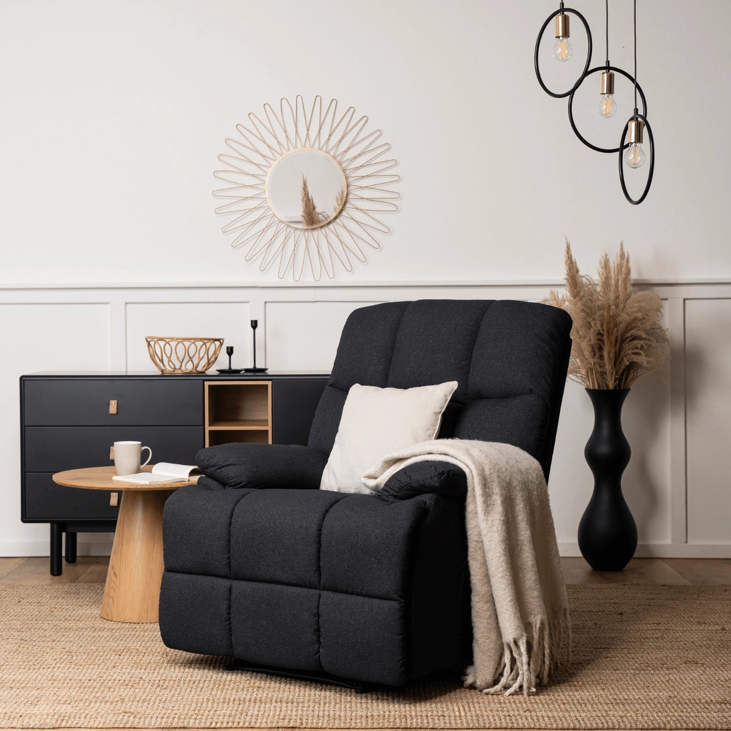 Elite RIKO Black Recliner Armchair