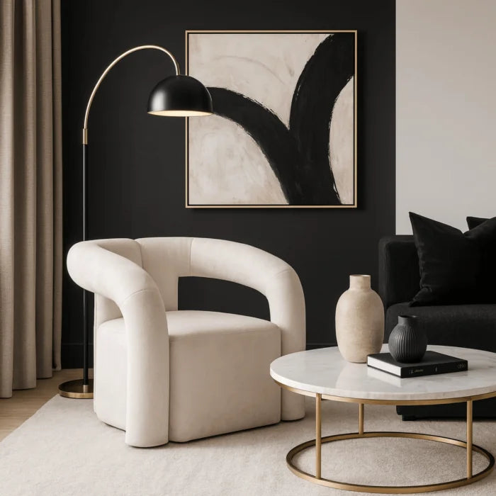 Elite BRAZIL Lounge Armchair for Living Room -Cream Modern