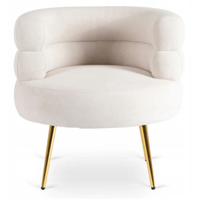 Elite PRESTON Lounge Armchair for Living Room- Cream/Gold Modern