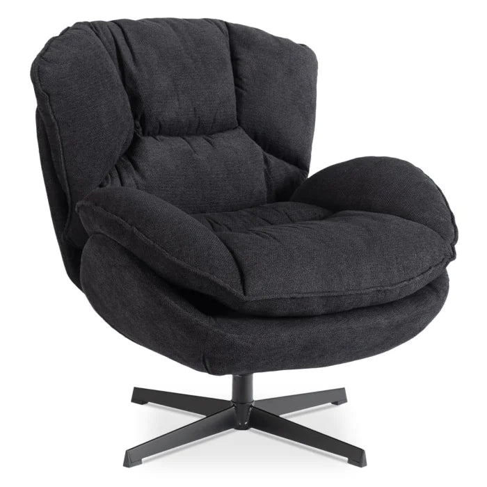 Elite Rosa Swivel Lounge Armchair- Black