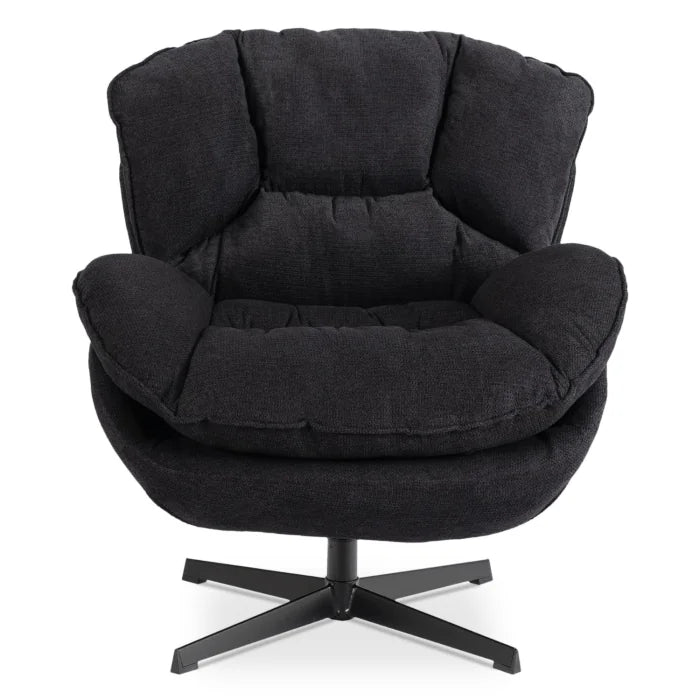 Elite Rosa Swivel Lounge Armchair- Black