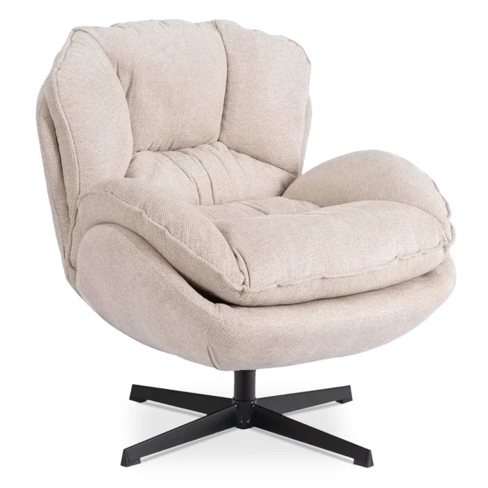 Elite Rosa Swivel Lounge Armchair- Cream