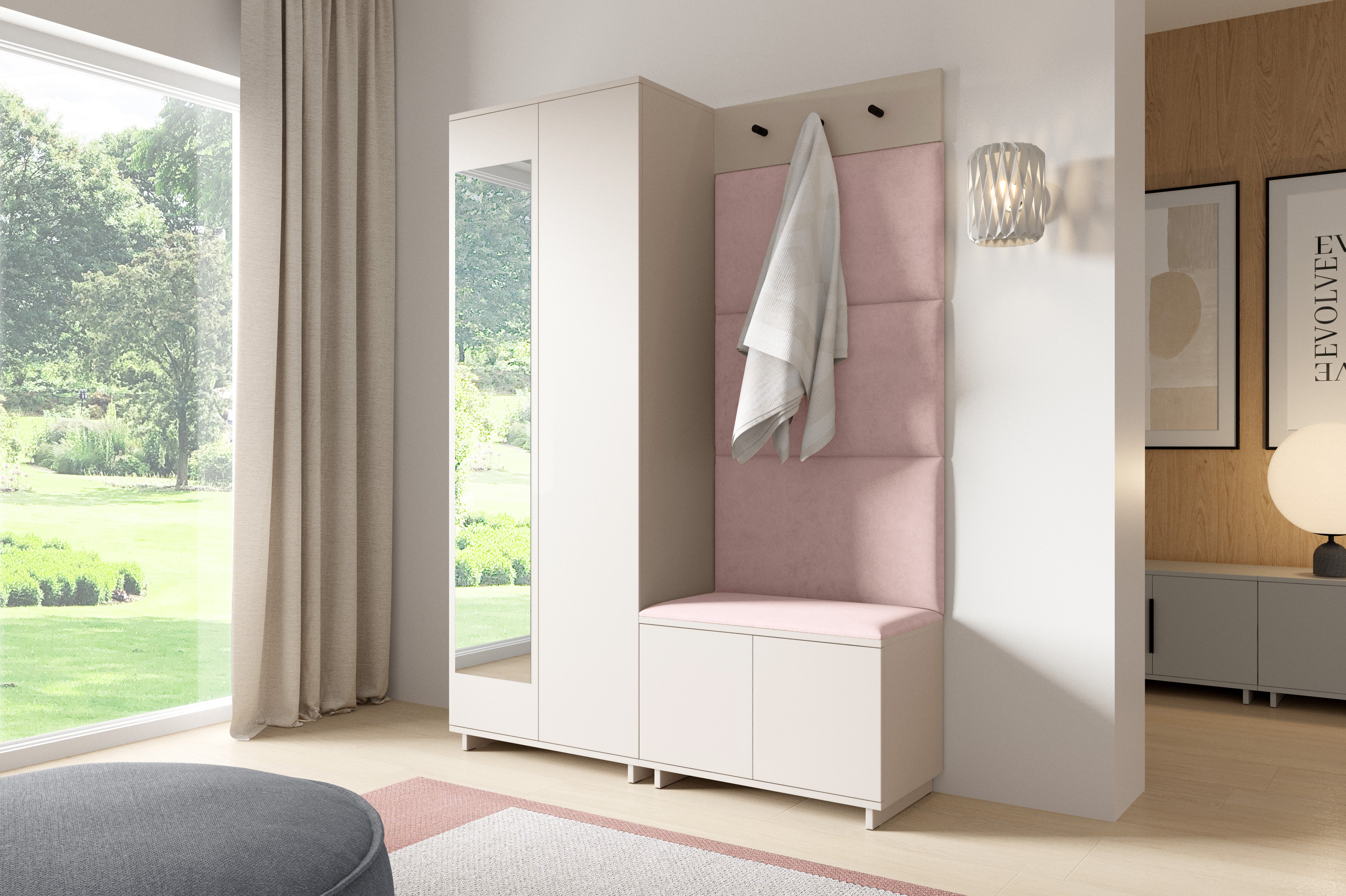 PK Bianco 3 Hallway Wardrobe Set - Flamingo