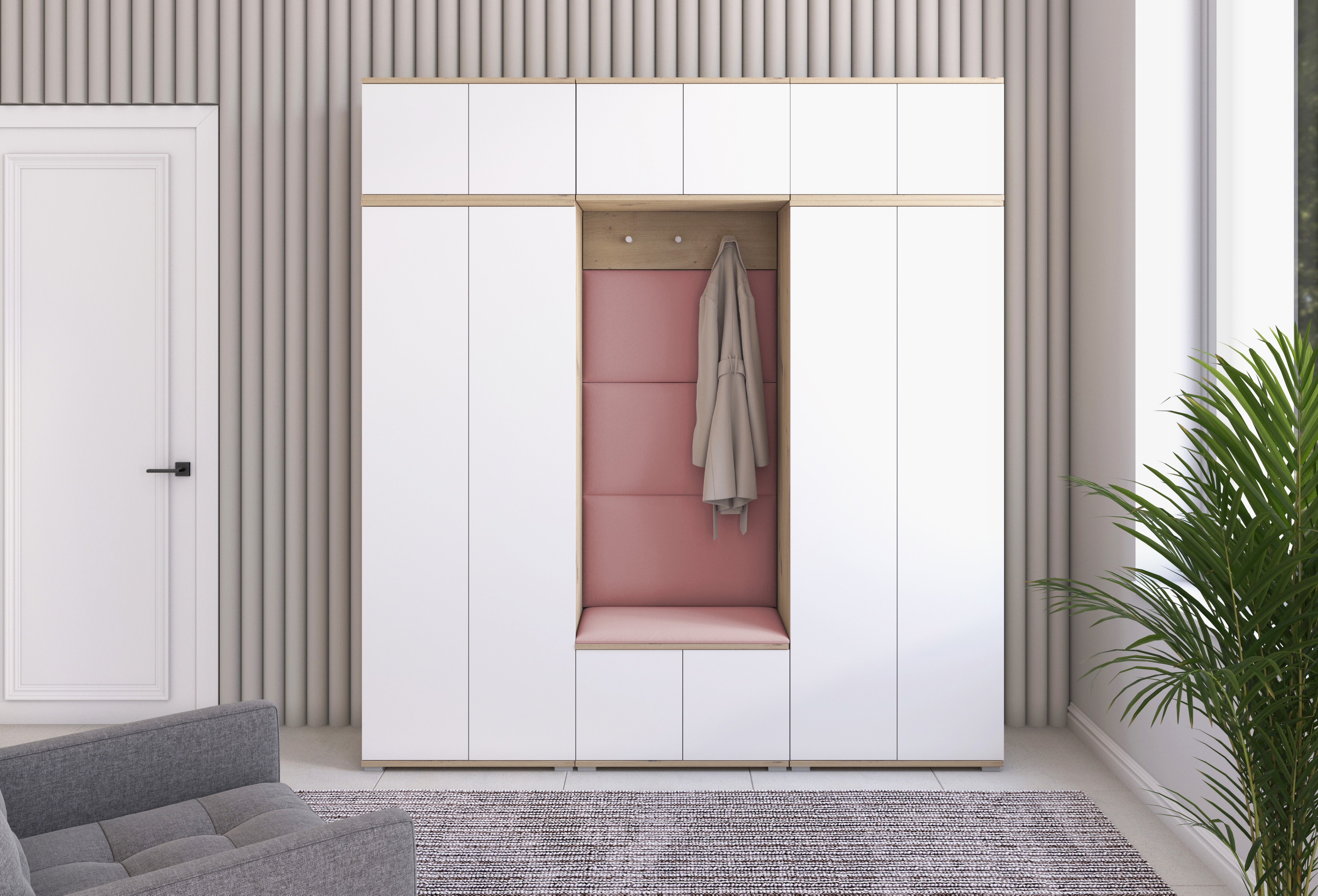 PK Sevilla 4 Hallway Wardrobe - Misty Rose