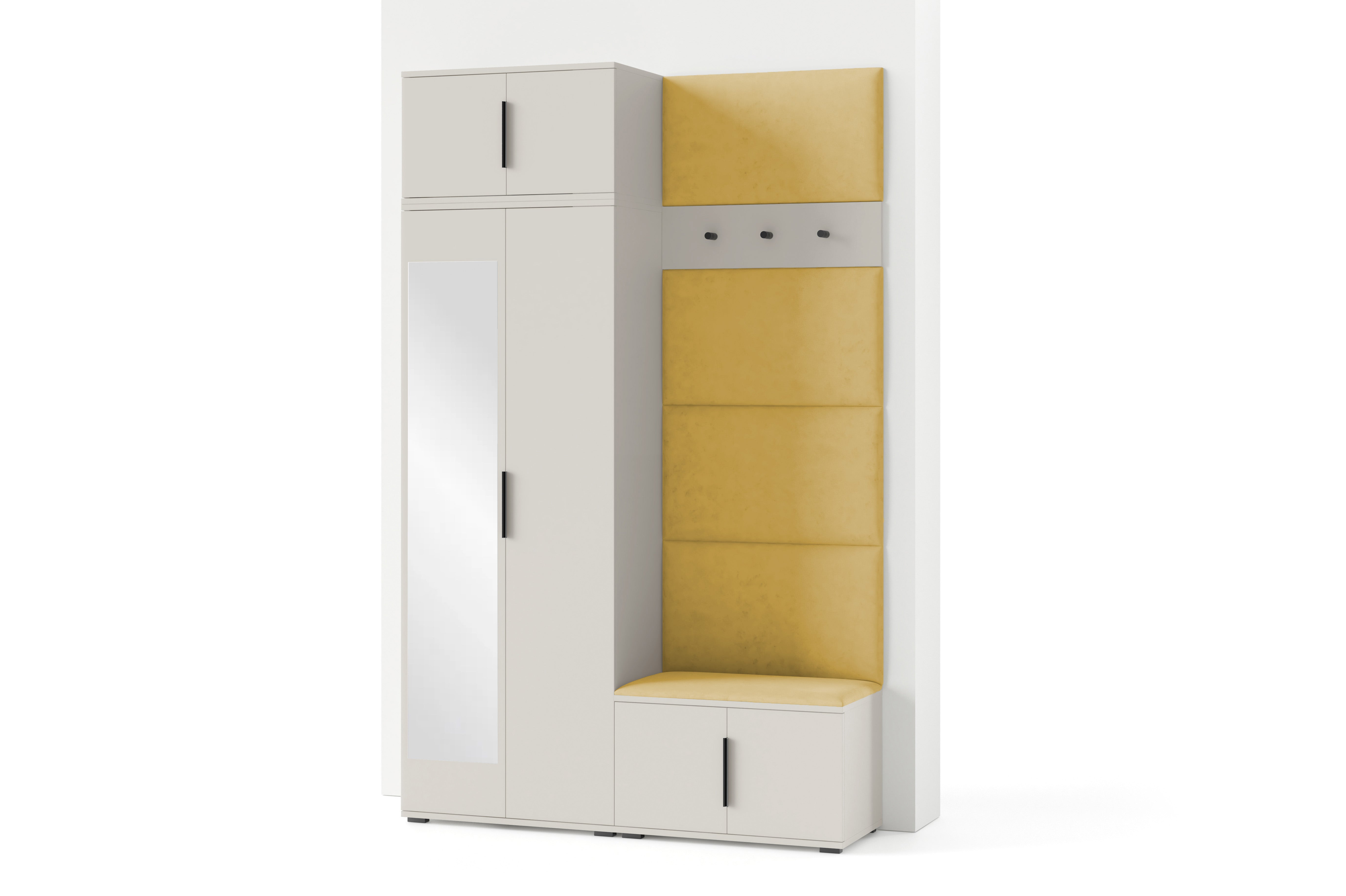 PK Bianco 4 Hallway Wardrobe Set - Upholstered Panels in Various Colours