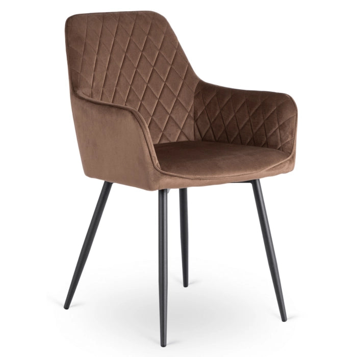 Elite BRESSO Upholstered Dining Chair – Brown Velvet Modern