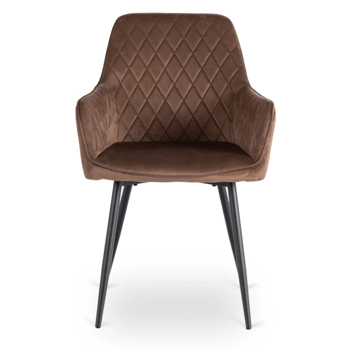 Elite BRESSO Upholstered Dining Chair – Brown Velvet Modern