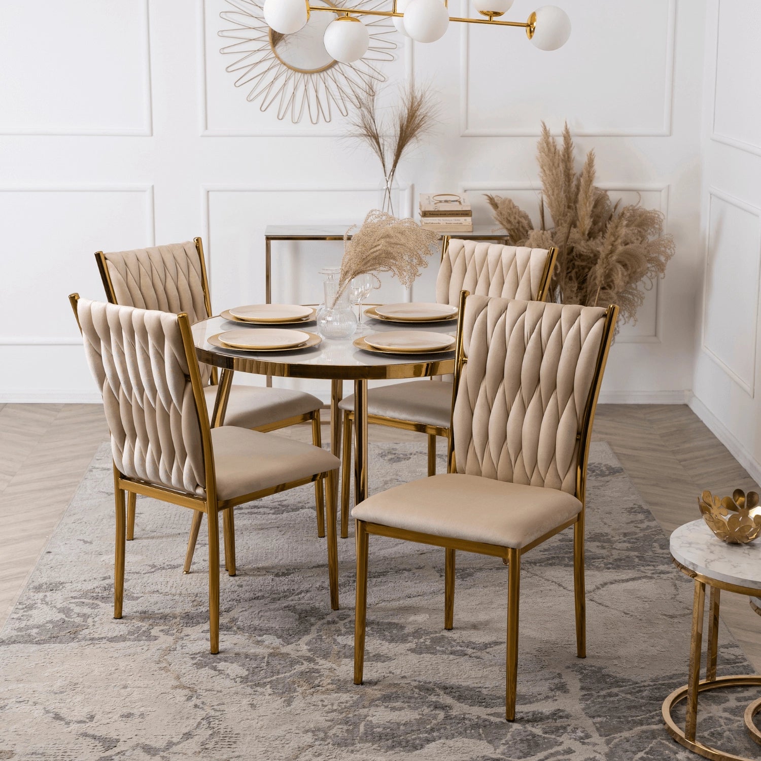 Elite DAN Chair – Cream Velvet & Gold Frame