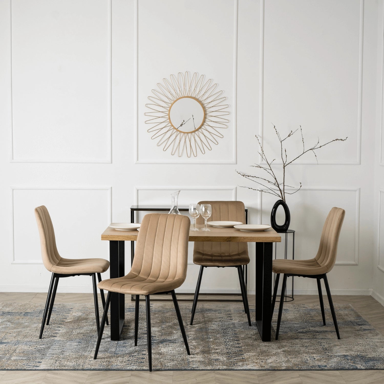 Elite IBIS Beige Velvet Chair – A Touch of Modern Elegance