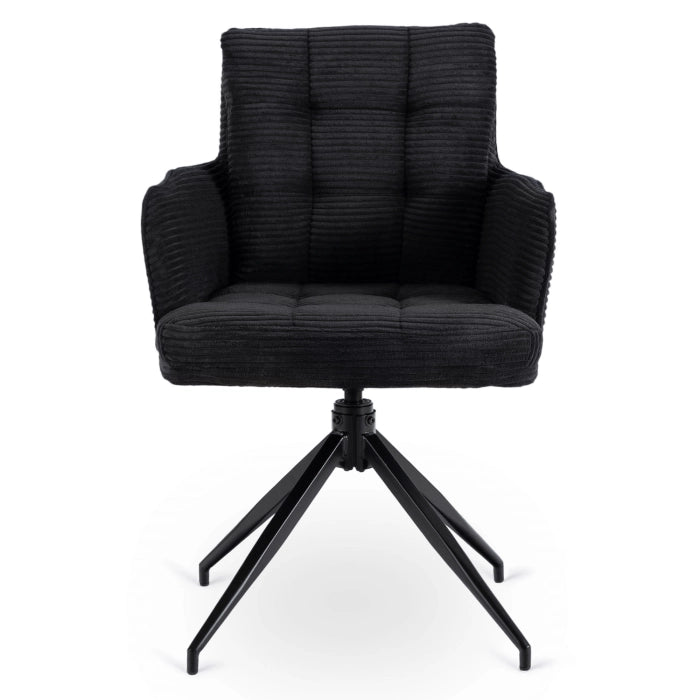 Elite AKITA Modern Upholstered Swivel Chair-Modern Black Corduroy
