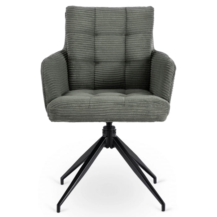 Elite AKITA Modern Upholstered Swivel Chair-Modern Green Corduroy